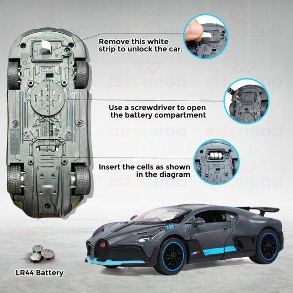 Wembley Pull Back Car Toy Die-cast Model Car 1:32 Scale Metal Car Pull Back Toy Vehicle with Openable Doors & Light Engine Sound Realistic Collectible Car Boys Kids 3+ Years & Above – Grey