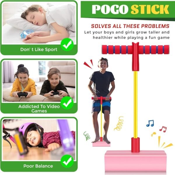 TAZLYN Height Increase Jumper for Kids Jumping Toy for Kids pogo Jumper Fun and Safe Pogo Stick for Toddlers Gifts for 3-12 Year Old Boys Girls s Pogo Stick Makes Squeaky Sounds Indoor Toys Fun Gifts