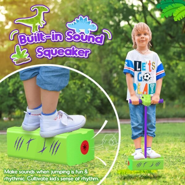 CUUGO LET'S GO! CG Pogo Stick Toys for 3-12 Year Old Boys, Outdoor Toys Gifts for 3-12 Year Old Boys Pogo Stick for Kids Age 7 and Up Birthday Stocking Stuffers (Green Dinosaur)