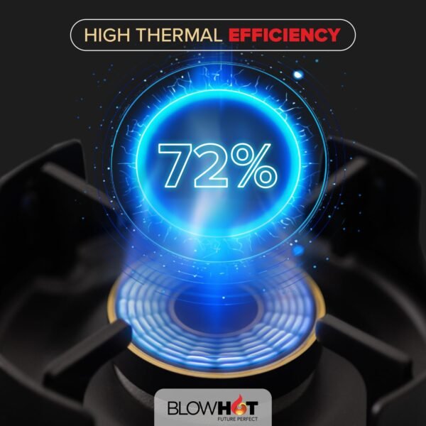 BLOWHOT Premium Sapphire Design 4 Burner Cooktop, ISI certified, Manual Slimmest Gas Stove, Built-in Dual Color Glass Top, 5 Year Warranty By Blowhot By Blowhot on Burner, Gas stove Valve and Glass