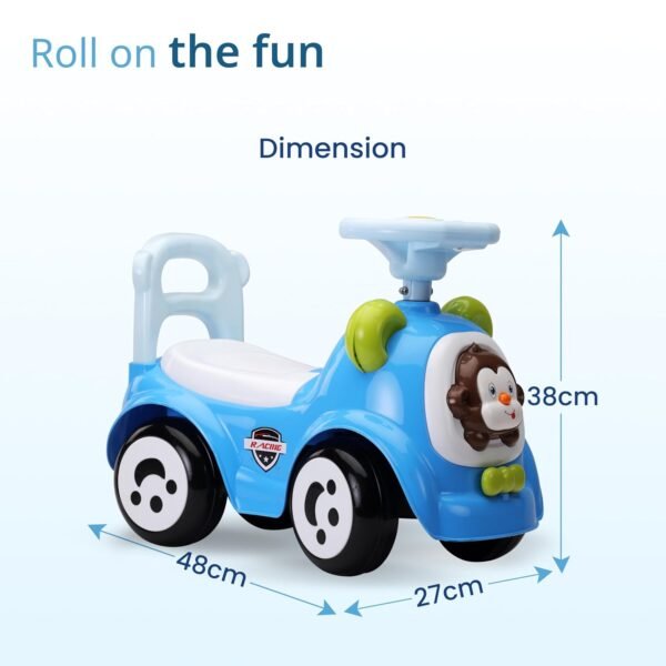 LuvLap Sunny Ride on & Car for Kids with Music & Horn Steering, Push Car for Baby with Backrest, Safety Guard, Under Seat Storage & Big Wheels, Ride on for Kids 1 to 3 Years Upto 25 Kgs (Blue)