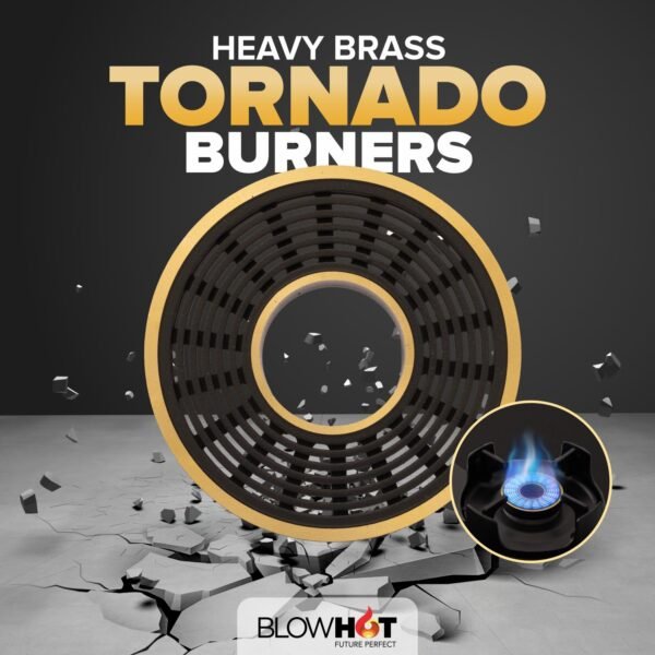 BLOWHOT Premium Sapphire Design 4 Burner Cooktop, ISI certified, Manual Slimmest Gas Stove, Built-in Dual Color Glass Top, 5 Year Warranty By Blowhot By Blowhot on Burner, Gas stove Valve and Glass
