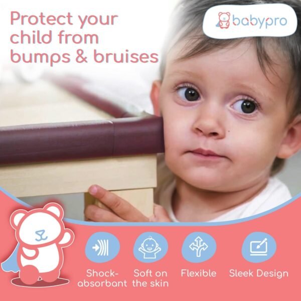 BabyPro BabyProofing Edge Guard (12mm, Pack of 1) with Strong Adhesive Tape by Certified Professional Childproofer, 2 Meter Long for Furniture Corner, Bed, Table Corners, for Child Safety (Brown)
