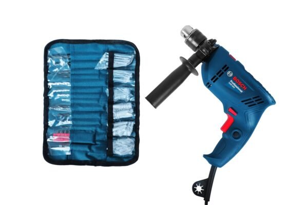 BOSCH GSB 600 Corded Electric Impact Drill With 100Pcs of Accessories Set, 600W, Chuck Capacity 13Mm,1.7Kg, 3000Rpm, Torque 1.4Nm,Variable Speed,Forward/Reverse Rotation, 1 Year Warranty from BOSCH