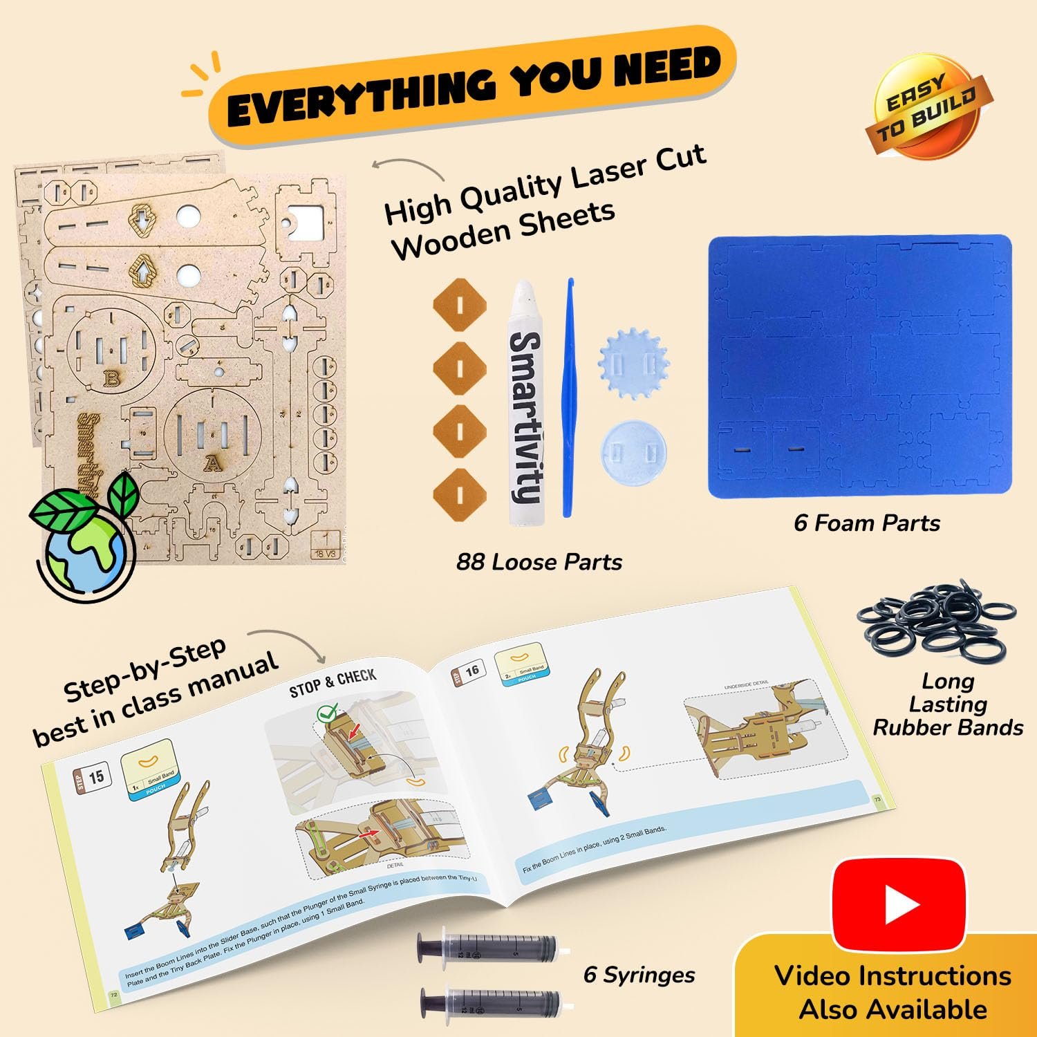 Smartivity Hydraulic Crane, STEM DIY Fun Toy, Educational & Construction Based Activity Game Kit for Kids 6 to 14, Best Birthday Gift for Boys & Girls 6-8-10-12-14 Years Old, Made in India