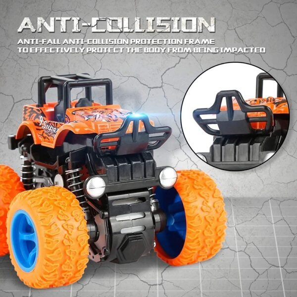 VGRASSP Mini Monster Trucks Friction Powered 360 Degree Stunt Cars for Kids - Push and Go Toddler Toys Inertia Car Toys (Stunt Car Pack of 1)