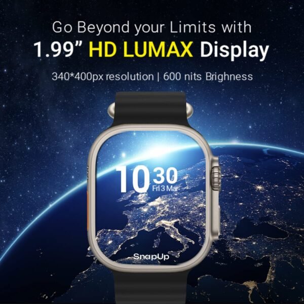 SnapUp Infinity Bluetooth Calling Smartwatch with Snap Sync, 1.99” HD Lumax Display with 600 Nits Brightness, 100+ Sports Modes, Health Suite, 150+ Smart Watch Faces - Champagne Black