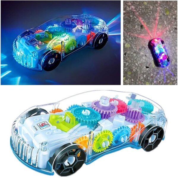 Storio 3D Baby Car Toy with 360 Degree Rotation, Gear Simulation Mechanical Car with Sound Music & Light Toys for Kids Boys & Girls, Multicolor