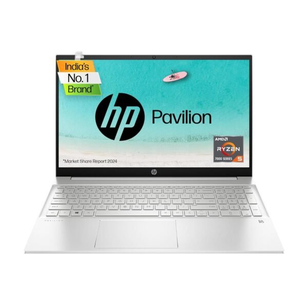 HP Pavilion Laptop 15 AMD Ryzen 5 7530U, 15.6-inch(39.6 cm), FHD, Anti-Glare Display (16GB/512 GB/AMD Radeon Graphics/Win 11 Home/Audio by B&O/Backlit KB/ 1.75kg/Natural Silver, 15-eh3039AU