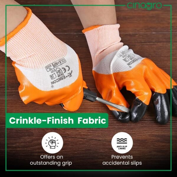 CINAGRO Garden Gloves for Gardening Work, Gardening Gloves for Home Garden, Garden Accessories, Reusable, Hand Gloves (1 Pair)