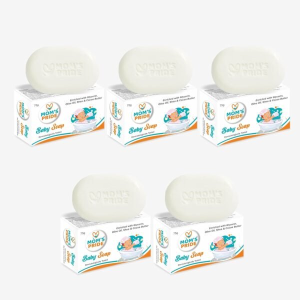 Mom’s Pride Baby Soaps For Bath enriched with Glycerin, Olive Oil, Shea & Cocoa Butter (75g) (Pack of 5)