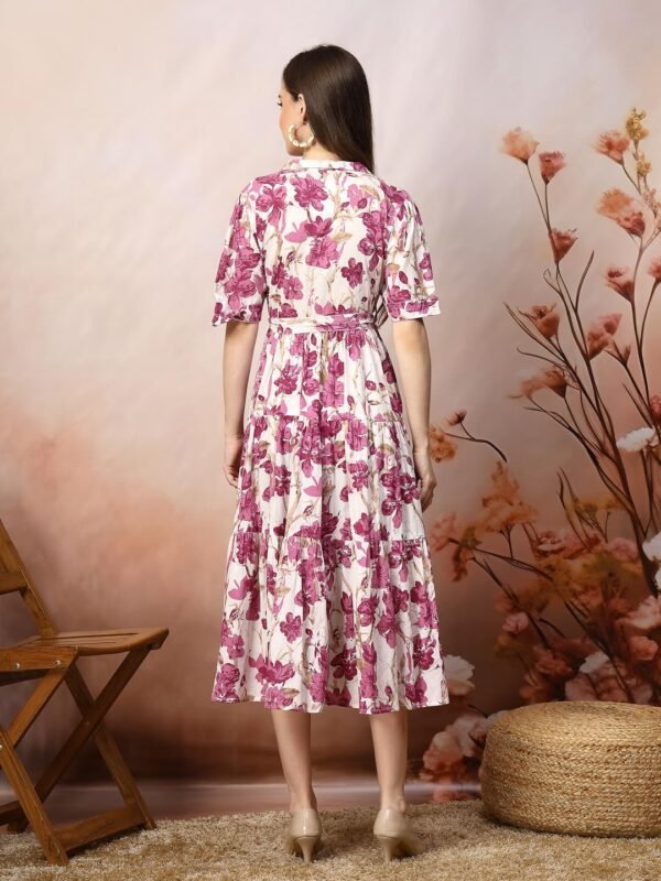 Stylum Women's Floral Printed Cotton Flared Maxi Dress (Drspinkkinnu_Baby Pink)