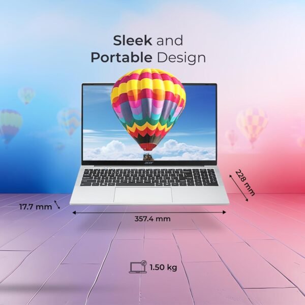 Acer Aspire 3 Laptop Intel Core Celeron N4500 Processor Laptop (8 GB LPDDR4X SDRAM/256 GB SSD/Win11 Home/38 WHR/HD Webcam) A325-45 with 39.63 cm (15.6") HD Display, Pure Silver, 1.5 KG
