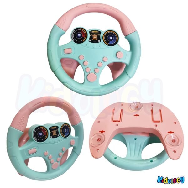 Kidology Musical Toys, Kids Steering Wheel Toy for Backseat with Car Key Pretend Driving Simulated Driving with Light & Music | Interactive Driving Wheel with Music