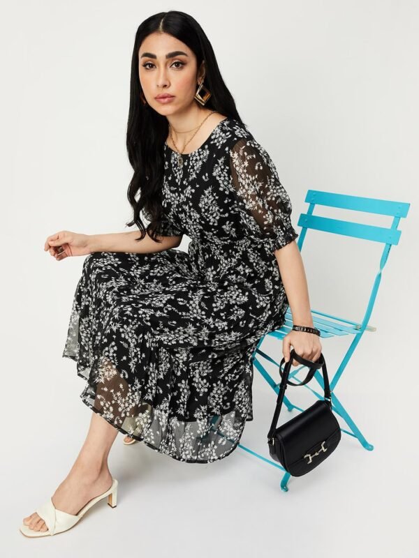 Max Women Printed Tiered above The Knee Dress