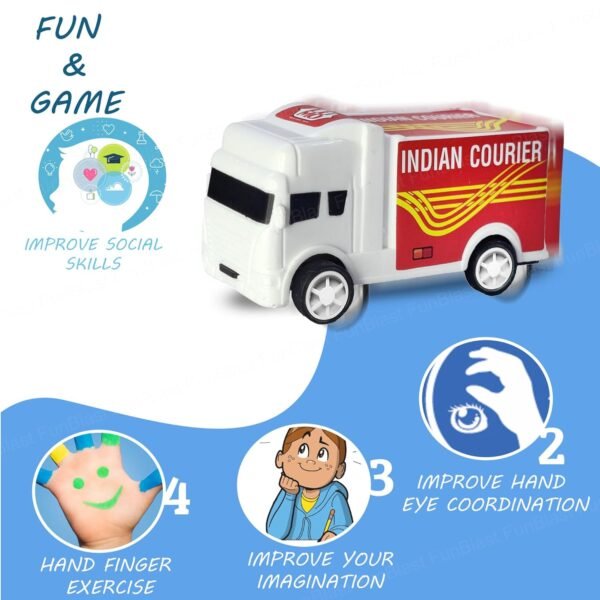 Funblast Pull Back Mini Truck And Van Toy Vehicles,Set Of 12 Pcs Friction Power Toy Trucks For 3+ Years Old Boys And Girls,Construction Truck Play Set,Smoother And Speedier Toy For Kids - Multicolor
