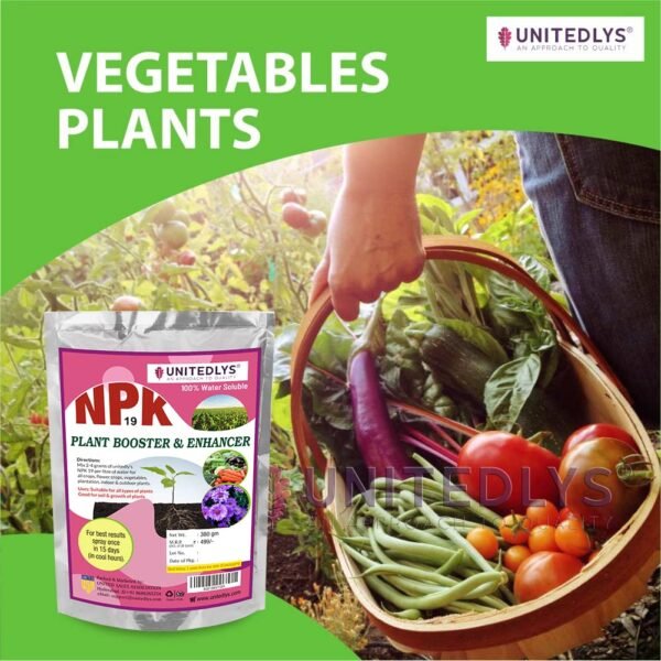 Unitedlys Npk 19 Fertilizer Powder For Plants 380Gms With Seeds Including Dhaniya, Palak & Methi | Plant Food For Maximum Growth Boost & Production | Ideal For Home, Garden & Outdoor Plant Care