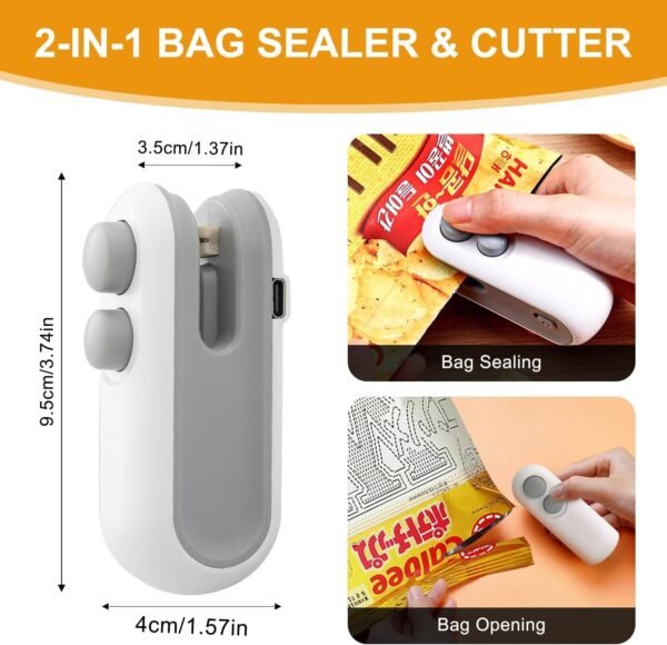 sealing machine, mini portable packet sealer, sealing machine for plastic packaging bag, sealer for plastic bags, food vacuum usb packing cover heat seal machine for kitchen, home- 1 YEAR Warranty