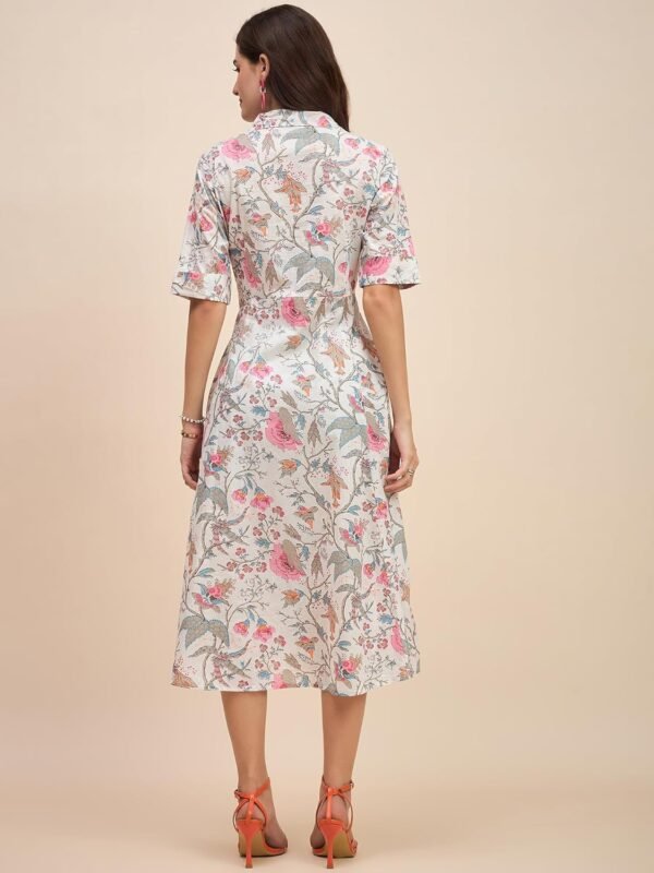 Kritanjya Western Dress || Cotton Solid Button Front Shirt Dress for Women || Roll Tab Sleeve & Collared Neck Flared Dress || Office || Summer Short Dresses for Women