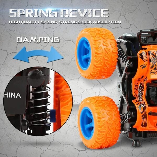 VGRASSP Mini Monster Trucks Friction Powered 360 Degree Stunt Cars for Kids - Push and Go Toddler Toys Inertia Car Toys (Stunt Car Pack of 1)