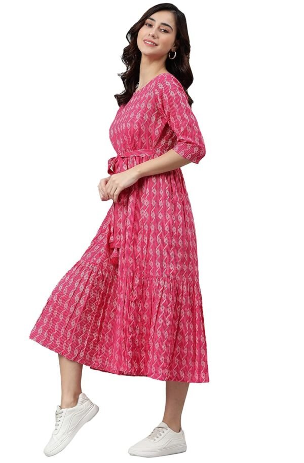 Janasya Women's Cotton Woven Midi Dress
