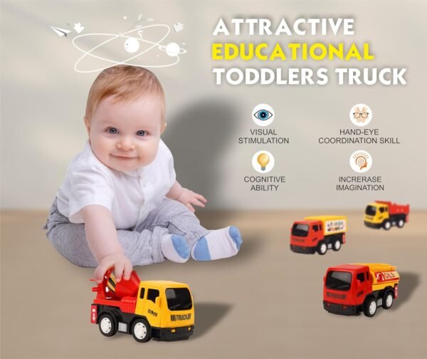 TOYZONE Friction Powered Mini Truck Series | Made in India | Friction Powered Toy | Unbreakable City Service Truck | Pull Back | Push & Go Crawling Toys (City Service Truck Dumper)