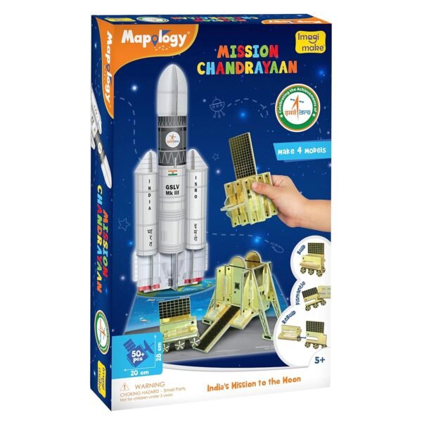 Imagimake Mapology Chandrayaan | Isro Rocket Model & Satellite | Astronaut Toy | Educational Toys For Kids 5+Years | 3D Puzzles | Gifts For 5 Year Old Boy & Girl - Multicolor