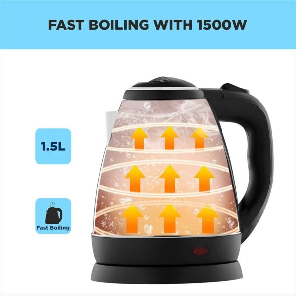 Butterfly EKN 1.5 Litre Stainless Steel Electric Kettle | 1500 W | 360° Swivel Power Base | Auto Shut Off | For Hot Water, Tea, Coffee, Noodles | Dry Boil Protection | Silver