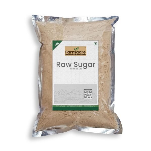 Farmacre Raw Sugar | Raw Cane Sugar | Khandsari | Healthy Herbal Cane Sugar, Desi Khand | Product Of Cow Based Natural Farming (CBNF) | Product Of Chemicals Free & Pesticides Free - 5kg (Pack of 1)