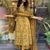 GoSriKi Women's Rayon Blend Anarkali Printed Kurta with Palazzo & Dupatta