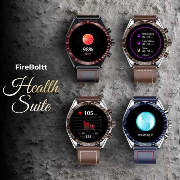 Fire-Boltt Moonwatch 36.3mm (1.43 inch) AMOLED Display, Wireless Charging, Metallic Frame, Premium Leather Straps, Complete Health Suite, Bluetooth Calling, Sports Modes (Blue)