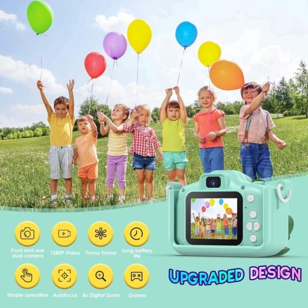 HARVI ENTERPRISE Digital Camera Toy for Kids with Cartoon Silicon Cover,HD Digital Video Camera for 3 4 5 6 7 8 9 10 11 12 Years Old Boys Girls,Christmas Birthday Gifts (T-REX-Green)