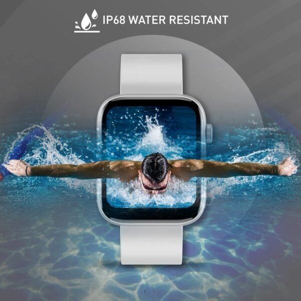 Gionee GSW12 Smartwatch Bluetooth Calling with 1.8 IPS 2.5D Curved Display, IP68 Water Resistant, SpO2 & Stress Monitor, Heart Rate Monitor & 200+ Watch Faces, Longer Battery (Sterling Silver)
