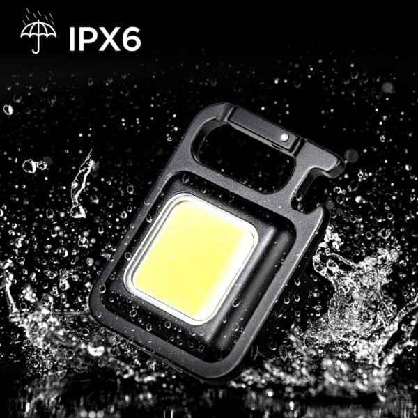 DOTCOM Led Mini Cob Keychain and Magentic Flashlight Portable USB Rechargeable Light 3 Light Modes with Folding Bracket,for Walking Camping?Square?,Black