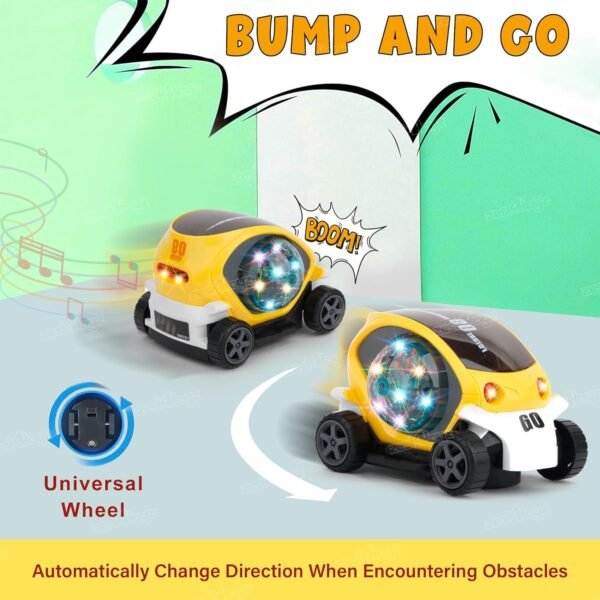 Zest 4 Toyz Stunt Car 360 Degree Rotating Stunt Car Bump and Go Toy with 4D Lights & Sounds Musical Car Battery Operated Toy for Kids - Assorted (Pack of 1)