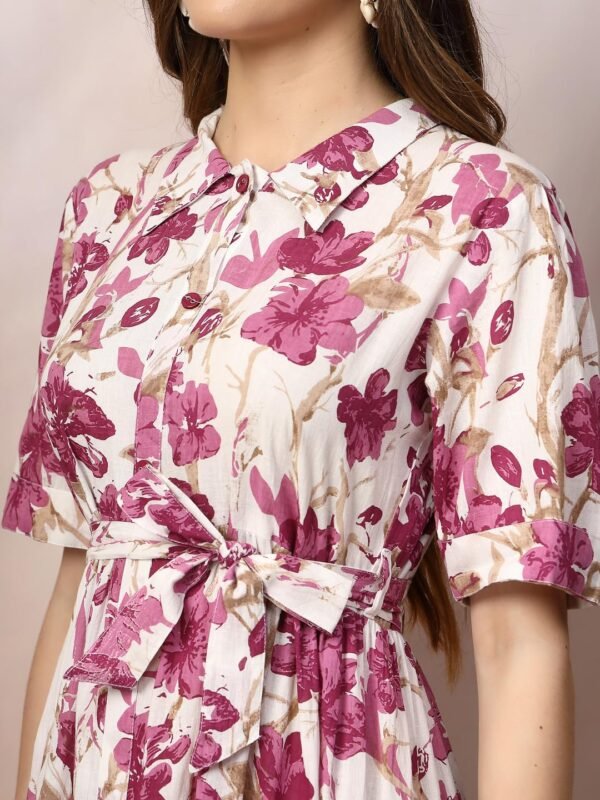 Stylum Women's Floral Printed Cotton Flared Maxi Dress (Drspinkkinnu_Baby Pink)