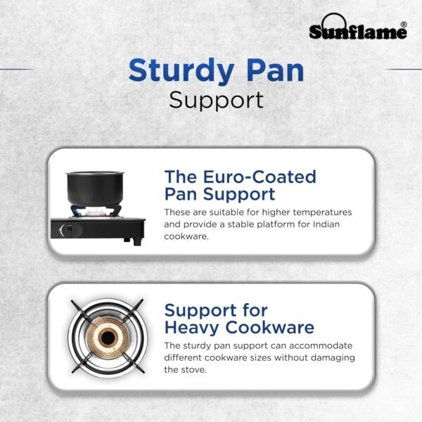Sunflame Crystal Nova 2 Burner Gas Stove | Dual Drip Trays | 1 Jumbo and 1 Small Brass Burners | 2 Years Product Coverage by Sunflame | Manual Ignition | Toughened Glass Top | PAN India Presence