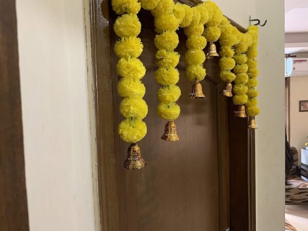 SPHINX Sphinx Artificial Marigold Fluffy Flower Garlands Door Toran Set/Door Hangings for Decoration (Approx. 100 X 41 cms)(yellow)