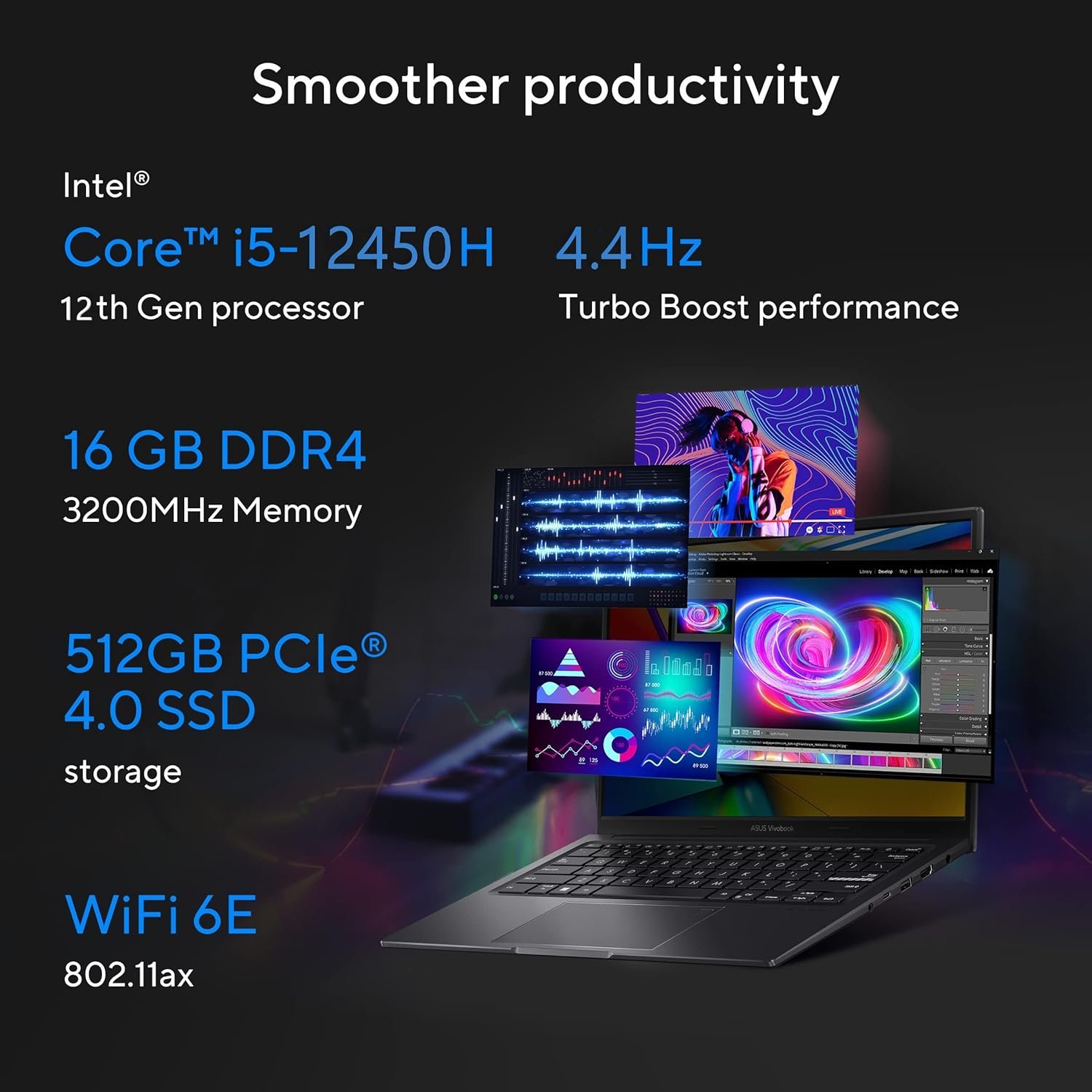 (Refurbished) ASUS Creator Series Vivobook 14X OLED 2023, Intel Core i5-12450H 12th Gen, 14.0-inch 90Hz, Laptop (16GB/512GB SSD/NVIDIA GeForce RTX 2050/Win11//FP/63WHr/Black/1.40 kg),K3405ZFB-KM541WS