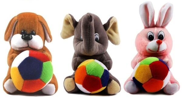 Soft Toy Combo Dog Rabbit and Elephant Cute Teddy for Kids Birthday Gift (19 Cm)