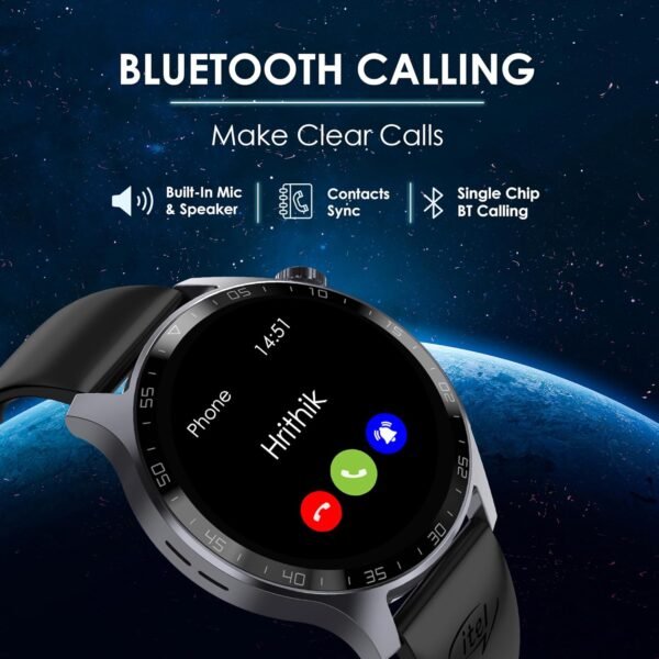 itel 42 Smartwatch with 1.38'' HD IPS Display, Bluetooth Calling, 12 Days Battery, TWS Pairing, Multiple Sports Modes, IP68 Water Resistant, Heart Rate Monitoring and SpO2 Sensor (Black)