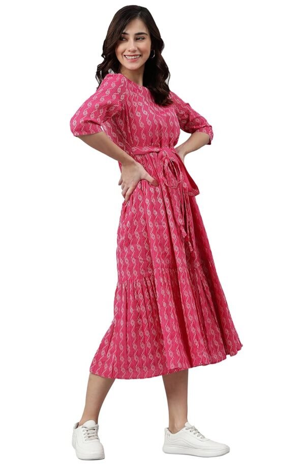 Janasya Women's Cotton Woven Midi Dress