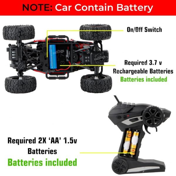 Zest 4 Toyz Remote Control Car for Kids with Mist Smoke Spray Function 2 WD Monster Truck Rock Crawler Climbing RC Toy Vehicle Car for Boys and Girls-Red