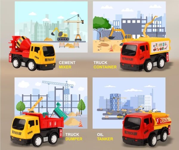 TOYZONE Friction Powered Mini Truck Series | Made in India | Friction Powered Toy | Unbreakable City Service Truck | Pull Back | Push & Go Crawling Toys (City Service Truck Dumper)
