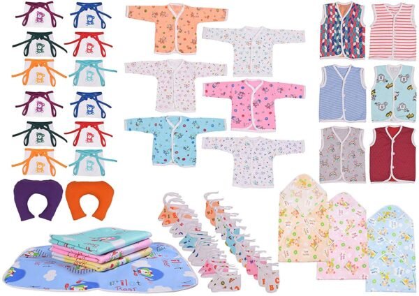 Toddylon 45 in 1 New Born Baby Products All | Gift Packs | Bedding Set | Maternity Kit | Baby Shower | Baby Clothing Set | Essentials Items | Combo Pack (0-6 Months, Multicolor)