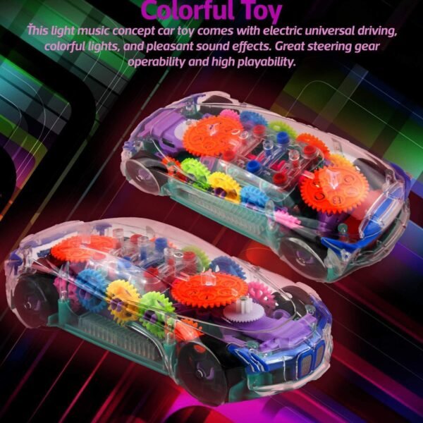 Toyshine Concept Musical and 3D Lights Kids Transparent Car, Toy for 2 to 5 Year Kids Baby Toy, Multicolor