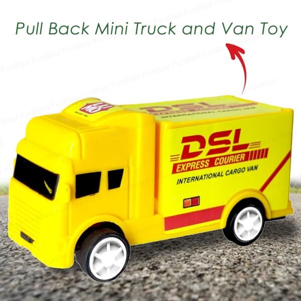 Funblast Pull Back Mini Truck And Van Toy Vehicles,Set Of 12 Pcs Friction Power Toy Trucks For 3+ Years Old Boys And Girls,Construction Truck Play Set,Smoother And Speedier Toy For Kids - Multicolor