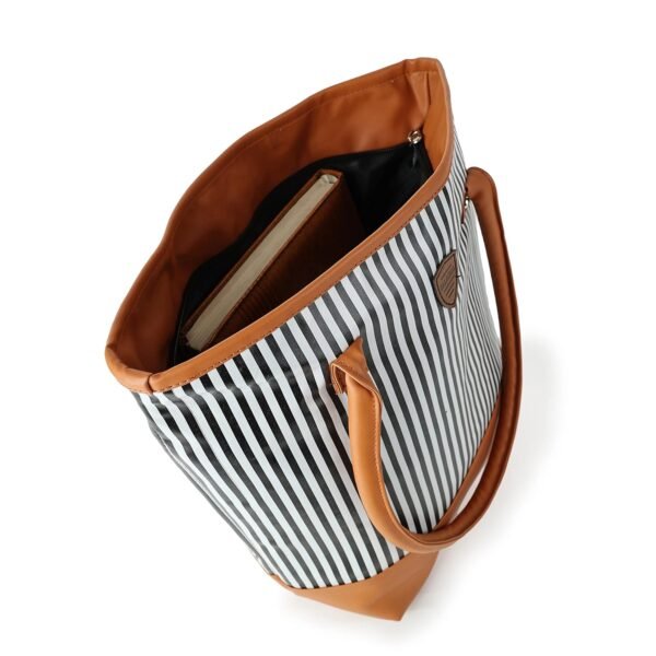 BALACHIA PVC Cotton Medium Size Water Resistant Tote Bag for Women | Reusable Shoulder Bag with Full Top Zipper, Stylish PVC Handbags | Ladies Purse Handbag
