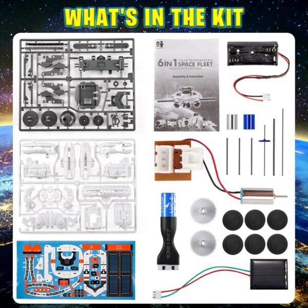 The Little Ones Robot Toys - Robot Kit, Space Toys,Solar STEM DIY Toys For Kids,Astronaut Toy,Best Birthday Gifts For Boys & Girls Age 6-8-10-12-14 Years Old,Rocket Model [ NEW 6IN1 SOLAR SPACE FLEET]