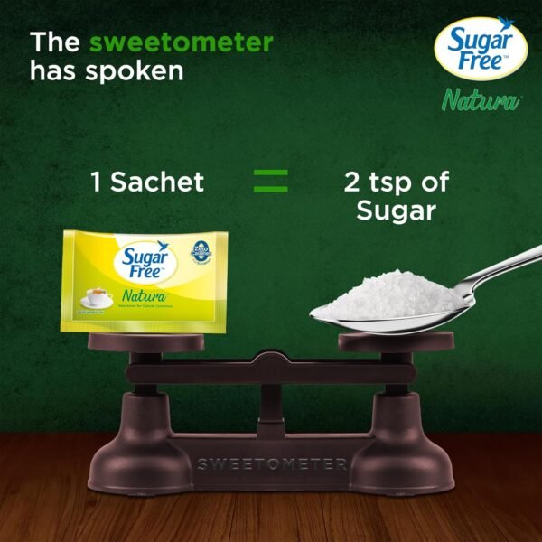 Sugar Free Natura, 100 Sachet | Equivalent to Sweetness from 1Kg Sugar |100% Safe| Scientifically Proven & Tested|Sweet like Sugar but with zero calories| 75 g